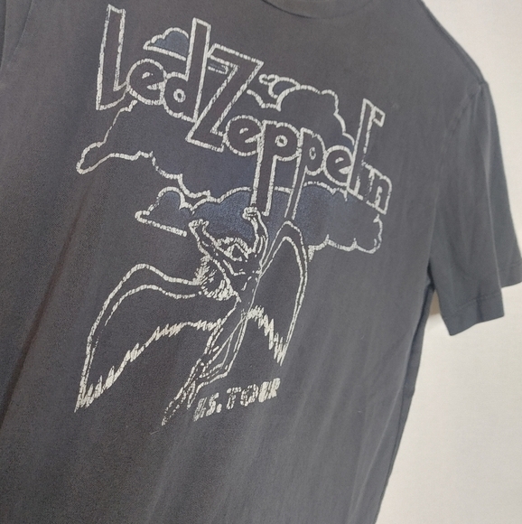 American Eagle Led Zeppelin Graphic Band Tee Short Gray White Crew Neck XS - Picture 5 of 6